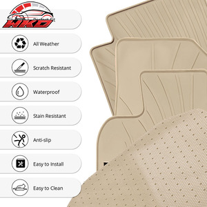 Tapis de sol en caoutchouc latex sur mesure pour Toyota Camry 2018-2024, toutes saisons, beige, 5 pièces, style IKON, imperméables - Product Image 6