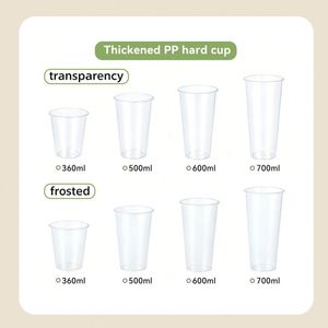 Gobelet en plastique PP transparent givré avec couvercle, personnalisable avec logo, 12oz, 16oz, 24oz, pour café, thé boba, boissons glacées - Product Image 3
