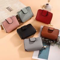 Dompet Wanita Pendek dengan Resleting, Cermin Rias, Tempat Kartu Multi-Fungsi, Tahan Air, Bahan PU, Laris Manis