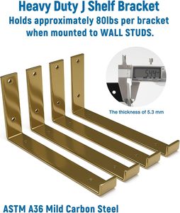 Staffa <span class=keywords><strong>per</strong></span> ripiano vintage resistente <span class=keywords><strong>a</strong></span> goccia addensata da 6x9,25 pollici appesa <span class=keywords><strong>a</strong></span> parete galleggiante in oro staffa <span class=keywords><strong>per</strong></span> ripiano - Product Image 5