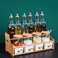 Ensemble d'étagères de cuisine en bambou, support réglable pour bocaux en verre, double niveau pour le rangement des épices, contenants à épices, bouteilles à assaisonnement, plateau de tiroir CNLF