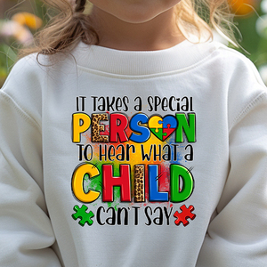 Trasferimenti all'ingrosso di autismo Dtf ci vuole una persona speciale per ascoltare ciò <span class=keywords><strong>che</strong></span> un bambino non può dire stampando per le magliette - Product Image 3