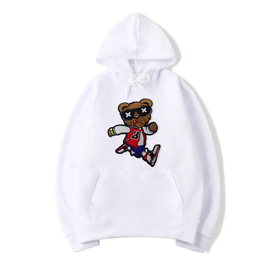Wholesale Custom Chenille Patch Hoodie Customized Embroidery Logo Oversized Men Pullover Cheap Hoodie