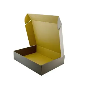 Vente en gros d'emballage postal avec logo en feuille d'or personnalisée boîte en carton pliable boîte d'emballage noire boîte de papier carton ondulé