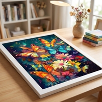 Kit de Peinture Diamant 5D Papillons, Broderie Complète pour Adultes, Toile d'Art Diamant DIY, Décoration Murale Maison, Cadeau