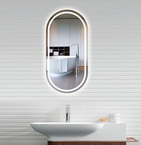 Espejo de Baño LED con Forma de Pista de Carreras, Montado en la Pared, Sin Contacto, con Bluetooth, Antivaho, Diseño Personalizado Gratuito y Marco Dorado - Product Image 3