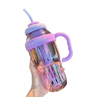 Botol Air Tahan Panas Tipe Sedotan Besar Berinsulasi PC, Baru, Portabel untuk Luar Ruangan, Kapasitas Besar, Dilengkapi Pegangan, Grosir