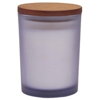 Bougie parfumée en verre givré personnalisable avec logo de luxe et couvercle en cuir pour la décoration de la salle de bain et de la chambre d'hôtel