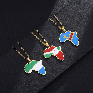 Fábrica de China, joyería de acero inoxidable, collar con colgante de <span class=keywords><strong>mapa</strong></span> de África, joyería esmaltada, collar de cadena con <span class=keywords><strong>mapa</strong></span> de país africano - Product Image 3