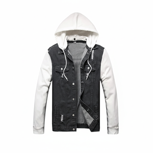 Veste en jean pour hommes de qualité supérieure avec patch cousu OEM personnalisé veste en jean personnalisable à capuche en coton respirant vente en gros - Product Image 1