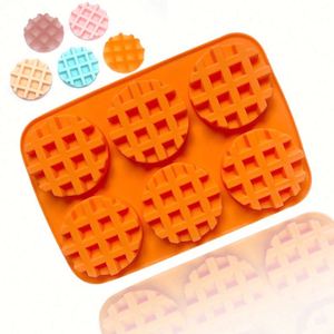 Moule à savon 3D écologique à 6 cavités, forme gaufre ronde, en silicone, pour fromage, biscuits, gâteaux, résine, sans BPA, OEM/ODM - Product Image 1