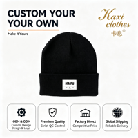 Bonnets d'hiver en acrylique tricoté à revers, avec logo brodé personnalisé et patch tissé imprimé par décoloration, pour adultes unisexes, usage décontracté