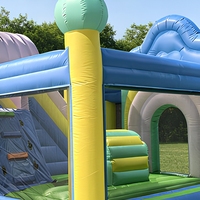 Château gonflable commercial de qualité supérieure, combo pastel, château gonflable macaron avec toboggan, location de luxe pour fêtes d'enfants, souffleur EN14960 3 ans
