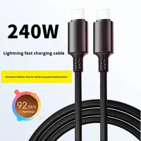 Câble de charge rapide double Type-C 5A avec gaine en TPE pour téléphones mobiles Oppo/Vivo/Apple/Huawei, écouteurs et tablettes