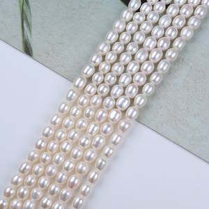 Promotion pour collier de perles d'eau douce naturelles de forme riz de 6-7 mm, forte brillance, perles en vrac faites à la main, perles en vrac de Zhuji Pearl - Product Image 2