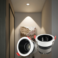 Vente en gros d'usine, spot encastré COB, boîtier en aluminium, anti-éblouissement, projecteur LED, 7W, downlight LED COB