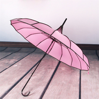 22 "* 16K Tangannya Terbuka Pink Pagoda Payung Parasol Lurus Payung Pagoda Tempat Payung Grosir