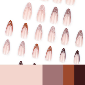 <span class=keywords><strong>Faux</strong></span> <span class=keywords><strong>ongles</strong></span> à presser marron français, forme amande, 24 pièces, design JP3333, en ABS 3D, populaires, vente en gros - Product Image 4