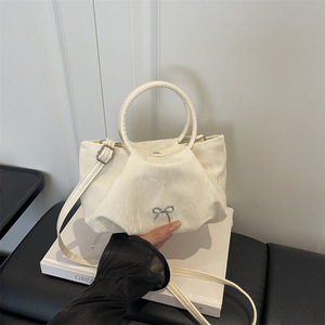 Bolso de mano con lazo de metal para mujer, bolso de moda con asa circular, bolso de hombro con correa extraíble para mujer - Product Image 2