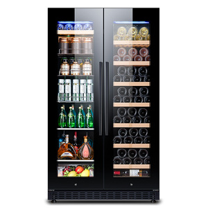 NE-426 300l Gabinete de vino independiente grande Zona doble 106 <span class=keywords><strong>botellas</strong></span> Construido en pared Bodega de vino para el hogar con estantes de madera - Product Image 1