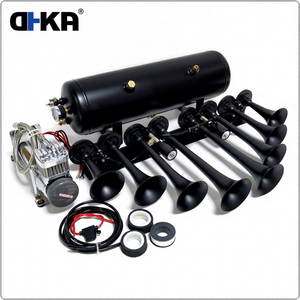 Kit de Bocina de Aire de 8 Trompetas de 12V con Luz y Tanque Compresor de Gran Presión de Aire de 12L para Camión, Barco y Tren AS192+AS097ABDUAL - Product Image 1