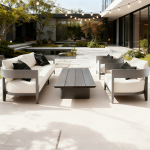 All Aluminum 4 <strong>Seater</strong> Outdoor Sofa Set Black Waterproof Weather Resistant Modern Patio <strong>Garden</strong> <strong>Furniture</strong> - Product Image 1