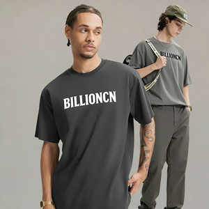 T-shirts de sport respirants à manches courtes et col rond en coton tricoté 100 % personnalisés pour hommes, coupe oversize, style streetwear lourd, vente en gros - Product Image 3