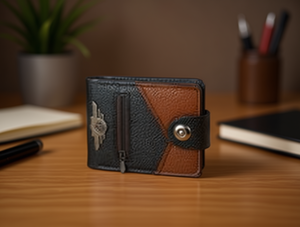 Portafoglio da Uomo in Vera Pelle con Chiusura a Bottone Singolo, Lunghezza Corta, Stile Minimalista, Confezione Regalo FHT-180345 - Product Image 2