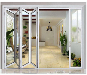 Portes Pliantes Usine de Haute Qualité Métal Aluminium Coulissant Verre Personnalisé Intérieur Extérieur Porte Patio de Garage Pliante - Product Image 1