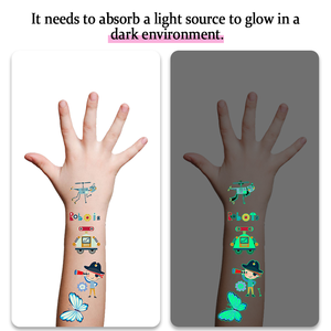 Halloween Fluorescent Étanche Verre Maquillage Animaux Dessin Animé Autocollants Bras Tatouage Lumineux pour Fête <span class=keywords><strong>de</strong></span> Vacances Fête <span class=keywords><strong>de</strong></span> Qualité - Product Image 3