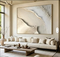 Toile abstraite texturée beige gris neutre, peinture à la main à texture épaisse, vague océanique, décoration Wabi Sabi pour la maison