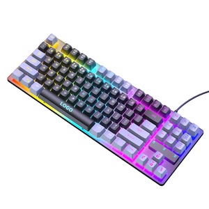 Teclado Gamer Ergonómico Mini Óptico con Cable USB Personalizado de Alta Calidad 2024, Retroiluminado, Completamente Negro, 87 Teclas, GKL-8002 - Product Image 2