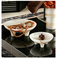 STONEKOCC Plateau à fruits en marbre onyx naturel avec logo personnalisé, 3 pieds, plateau de rangement artistique design, décoration d'intérieur, cadeau