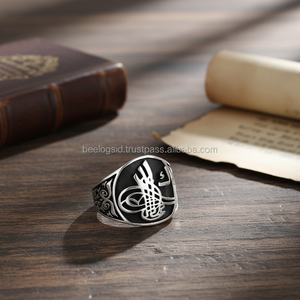 925K Sterling Silver Carved Art Ottoman Sultan <b>Men</b> <b>Ring</b> - Product Image 3