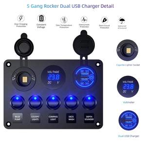 Panel de Interruptores Multifunción Impermeable, Disyuntores, Voltímetro Digital, Cargador de Coche para Barco Marino, Totalmente Nuevo - Product Image 4