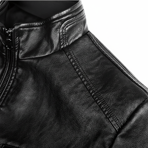 Blouson en cuir pour homme, style motard, coupe ample et oversize, en toile de coton, col montant, design personnalisé, pour l'hiver - Product Image 1