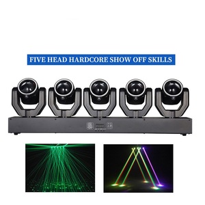 Barra Luminosa Laser a 5 Teste con Fascio Mobile per KTV, Feste, Palcoscenici, Matrimoni, Spettacoli, RGB DMX512 - Luci Laser a Testa Mobile - Product Image 2