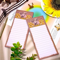 Bloc-notes magnétique créatif style Instagram, modèle SY Vache des Highlands, non-adhésif, à feuilles détachables, pour réfrigérateur, importé de Chine