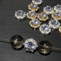 Perles entretoises en zircon or et argent de 15 mm pour la fabrication de bijoux faits main – Vente en gros à prix abordable