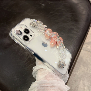 Étui de téléphone en métal transparent avec chaîne papillon, livraison gratuite pour iPhone 11 12 13 Pro Max, pour iPhone 13 Pro Max, étui de téléphone avec bracelet - Product Image 5