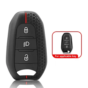 Étui de clé en silicone, porte-clés, <span class=keywords><strong>housse</strong></span> de clé pour <span class=keywords><strong>Peugeot</strong></span> 207 <span class=keywords><strong>208</strong></span> 3008 206 308 508 2008 407 5008 301 pour Citroën C3 C4 C5 Berlingo - Product Image 2