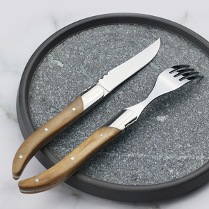 Sáng Tạo Ô Liu Gỗ Xử Lý Thép Không Gỉ Bạc Đặt Nhà Hàng Chất Lượng Kim Loại Dao Muỗng Nĩa Bộ Đồ Ăn Cho Tặng - Product Image 2