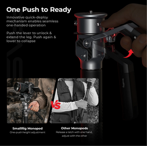 Monopié Trípode de Fibra de Carbono <span class=keywords><strong>SmallRig</strong></span> 5565 (175 cm de Altura, 5 kg de Carga, 2.5 kg de Peso) con Cabezal Hidráulico para Video - Product Image 3