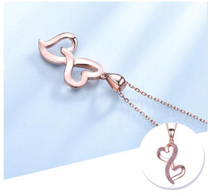 Amante de la moda Soul Mates 925 plata esterlina forma de corazón novia corazón amor colgante collar - Product Image 3