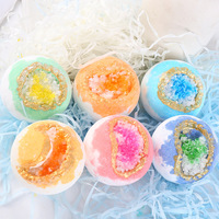 Grandes bombes de bain turquoise géode en cristal faites à la main pour femmes huiles essentielles relaxantes pour hydrater les peaux sèches-coffret cadeau