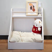 Lit pour animaux de compagnie en bois massif de luxe, coussin doux et lavable pour chiens et chats, meubles d'intérieur
