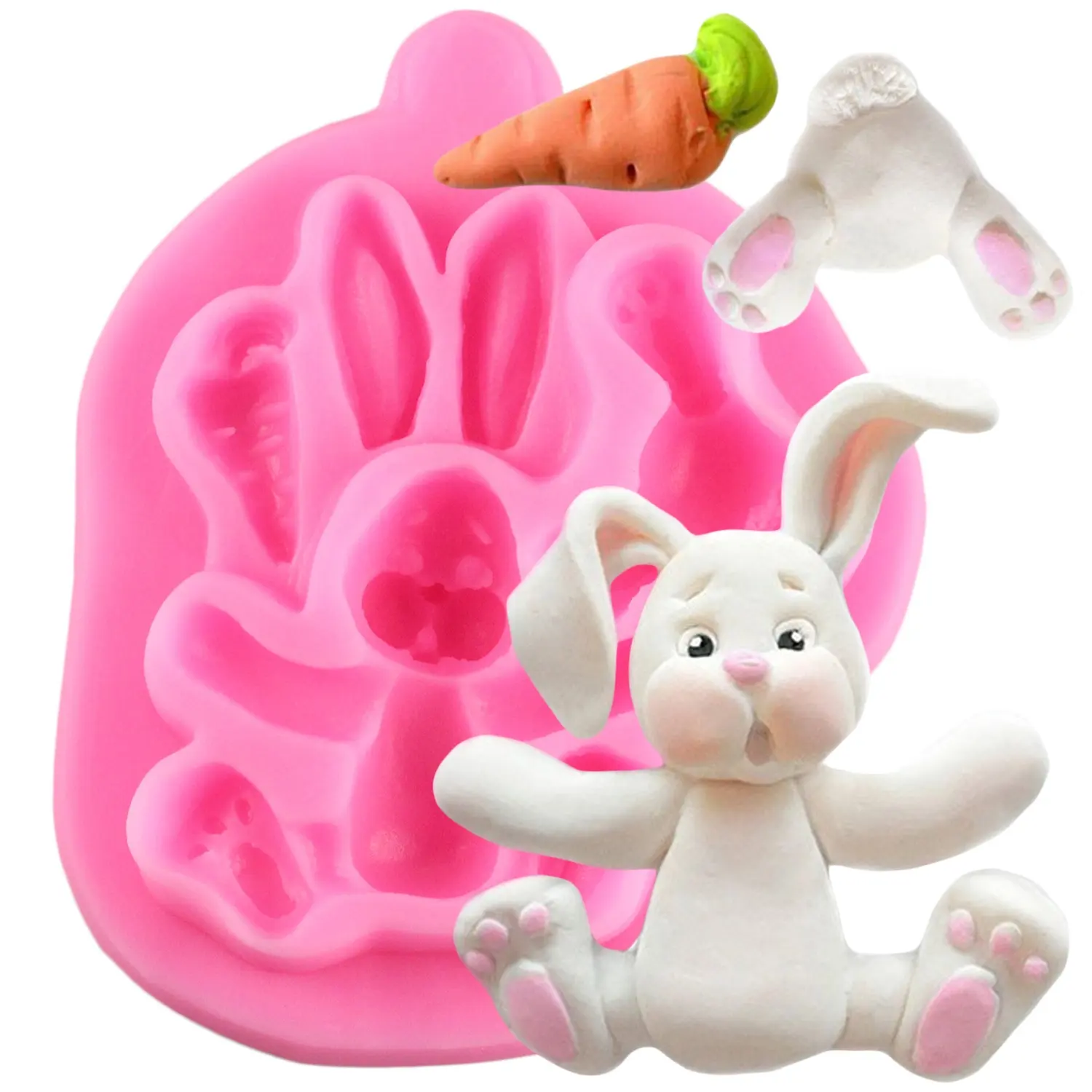 Силиконовая 3D форма в виде кролика, Пасхальный кролик, формы для помадки и торта, инструменты для кексов, кухонные аксессуары confeitaria