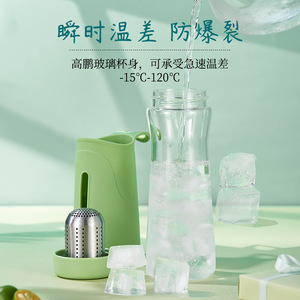 Customized High Temperature Resistant Glass Water Cup With Tea Strainer Portable Office Use - Product Image 3