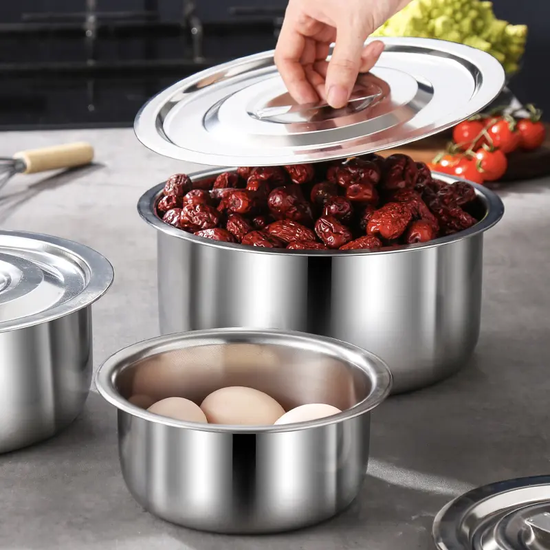 factory wholesale Stainless Steel spice basin set indian pot mixing bowls multifunction pot set condiment basin