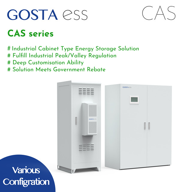 GOSTA CAS215K 400V Commercial and Industrial High Voltage Stacked Battery 100Kw 200Kw Cabinet Battery 215Kwh Solar Energy